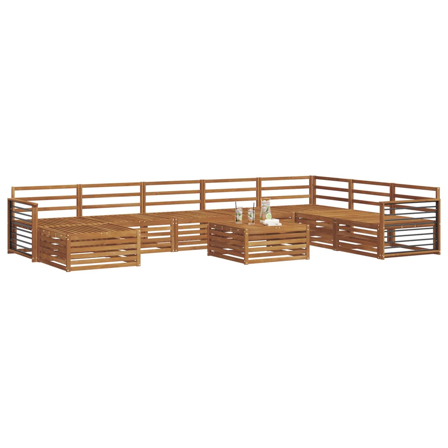 Sofasett 9 pcs Naturlig Solid akasietre