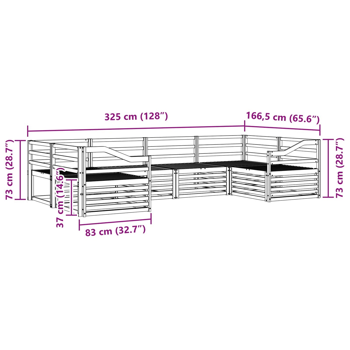 Sofasett 6 pcs Naturlig Solid akasietre vidaXL