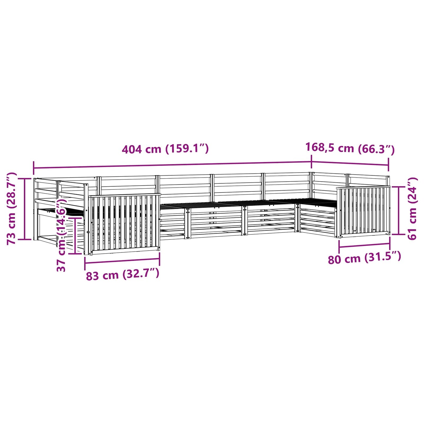 Sofasett 7 pcs Naturlig Solid akasietre vidaXL