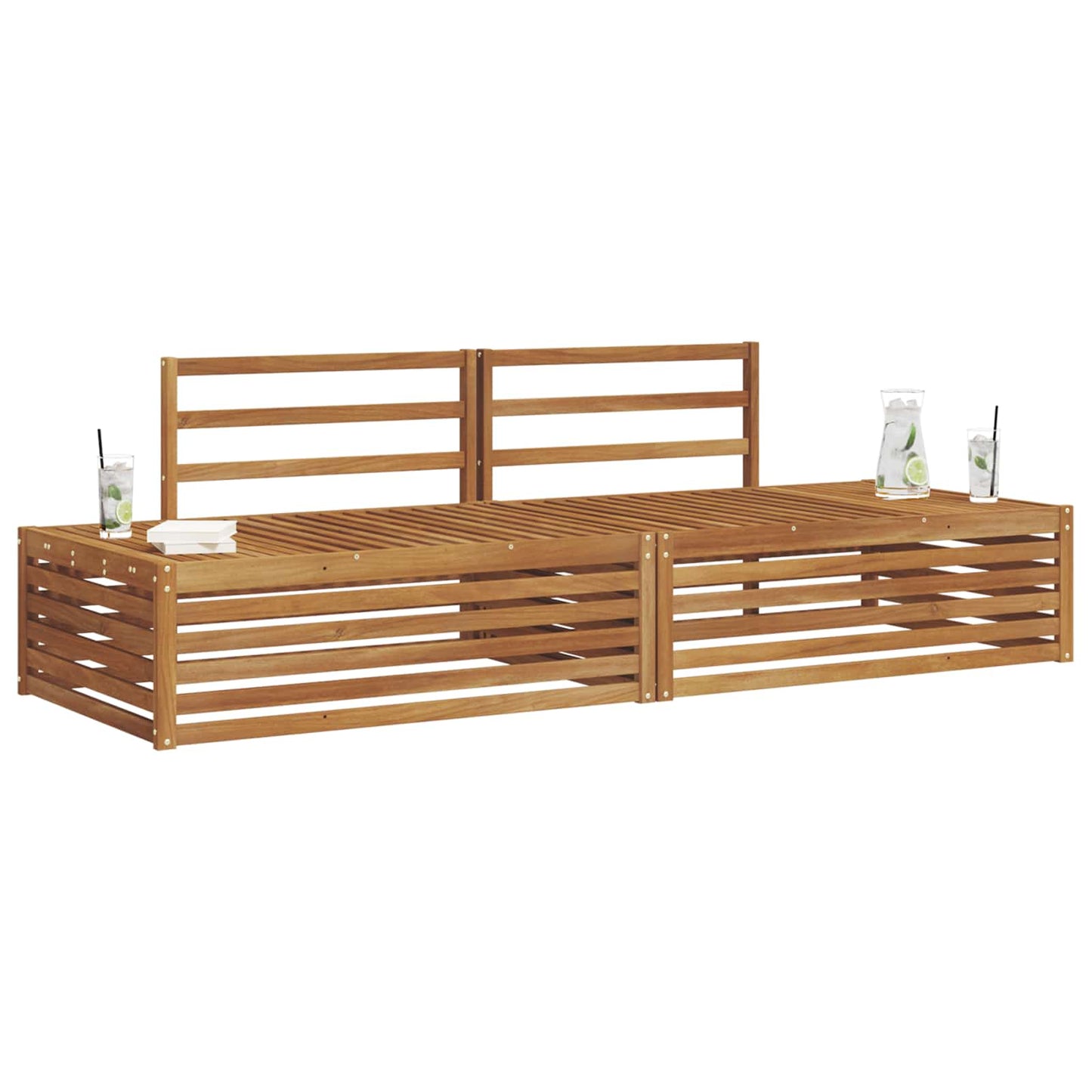Utendørs sofa-sett Naturlig 203,5 x 83 x 73 cm Solid akasietre