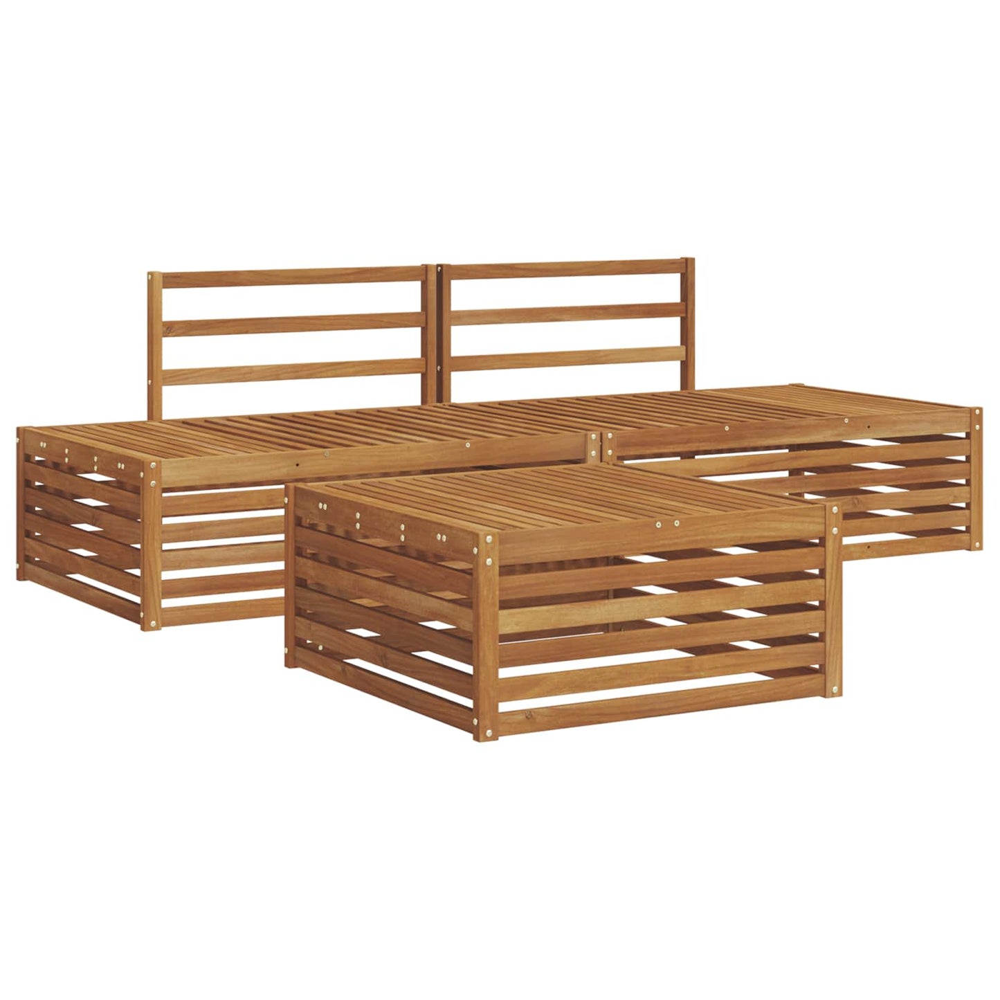 Utendørs sofa-sett 3 Stk Naturlig Solid akasietre