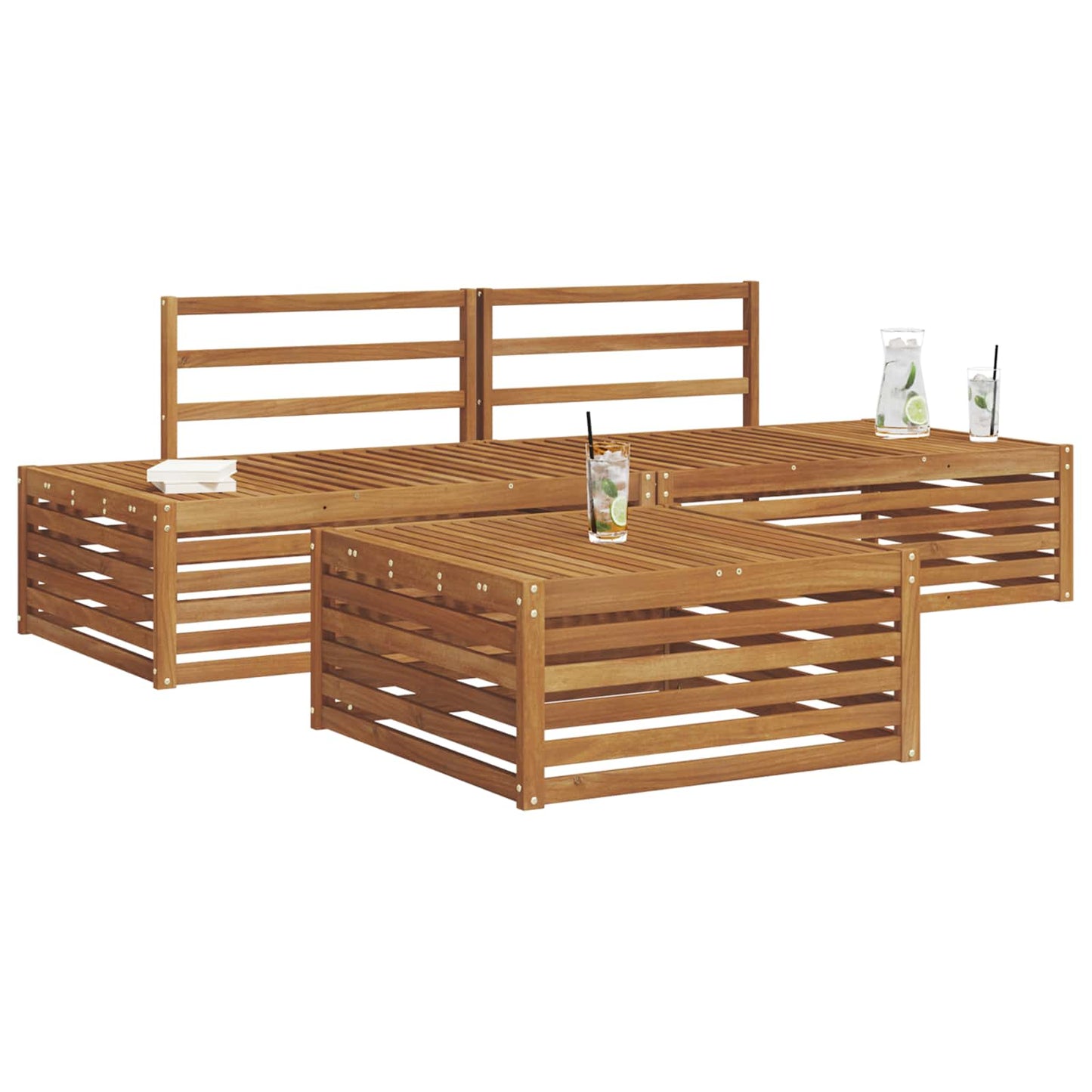 Utendørs sofa-sett 3 Stk Naturlig Solid akasietre