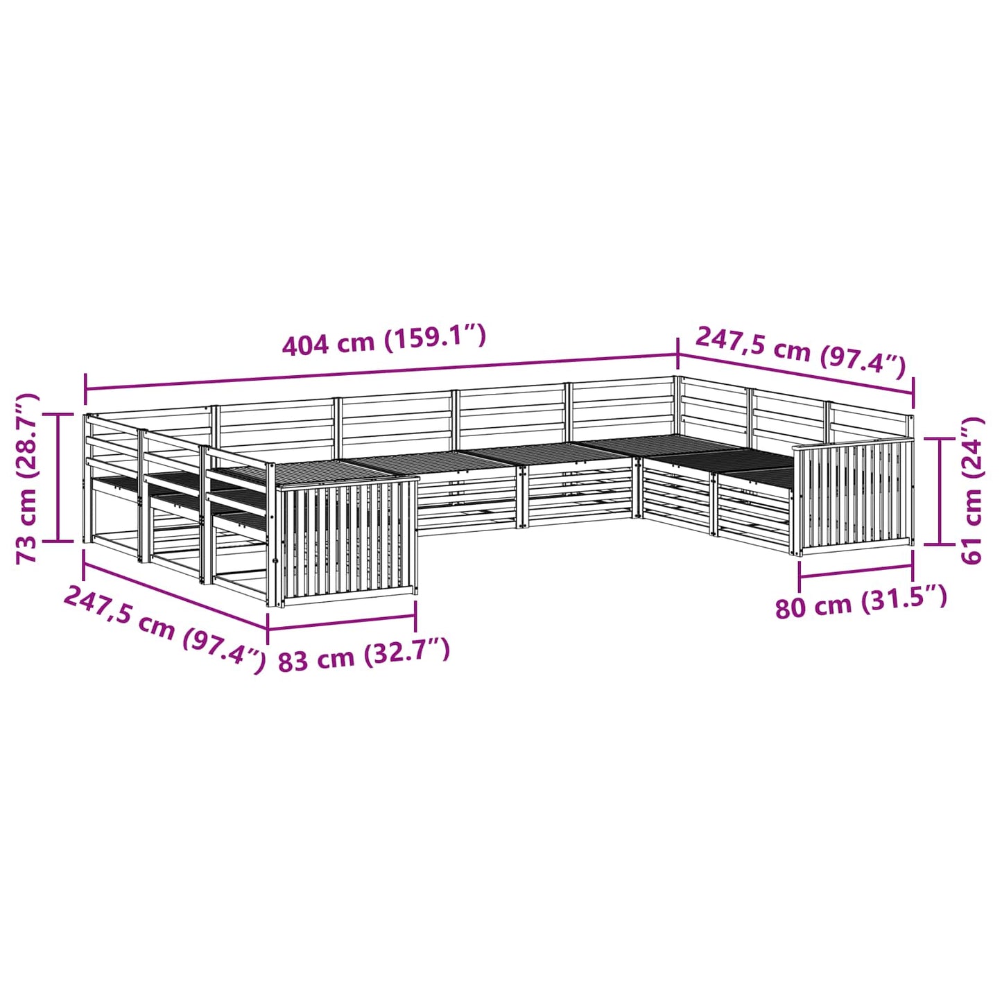 Utendørs sofa-sett 9 pcs Naturlig Solid akasietre