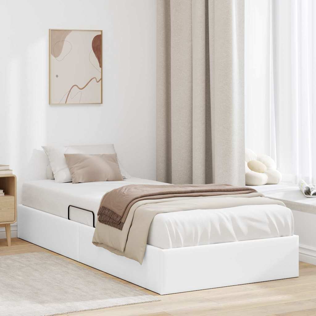 Seng med Oppbevaring med lagring Ren Hvit 100 x 190 cm Kunstlær