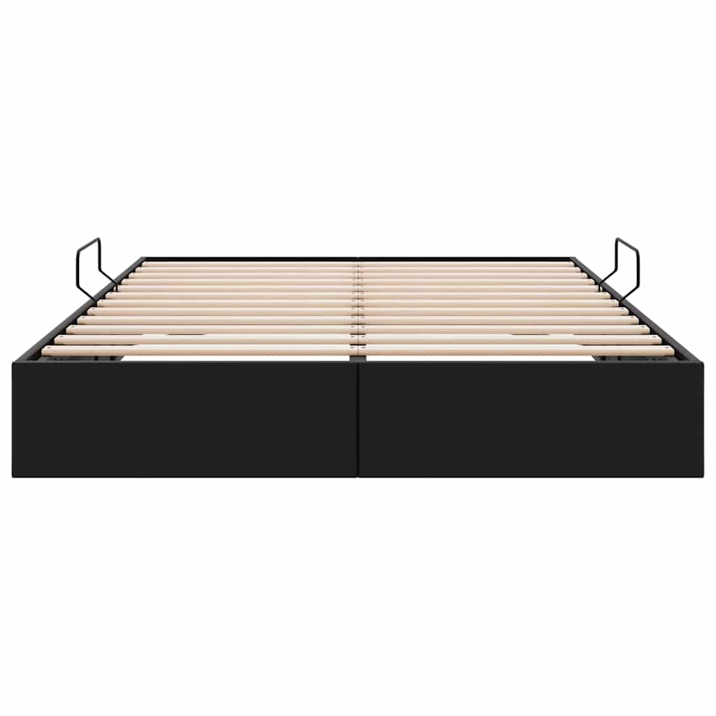 Seng med Oppbevaring med lagring Svart 137 x 190 cm Kunstlær