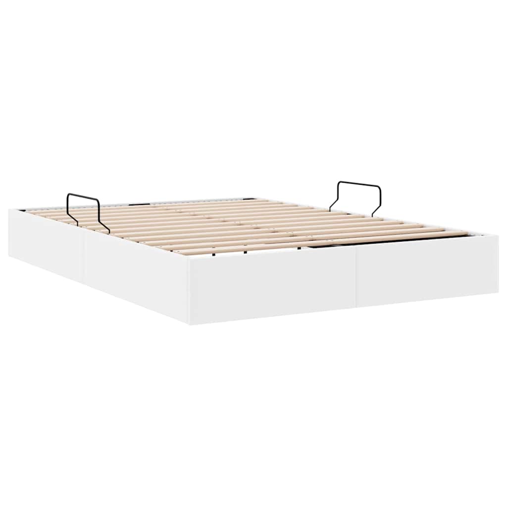 Seng med Oppbevaring med lagring Ren Hvit 153 x 203 cm Kunstlær