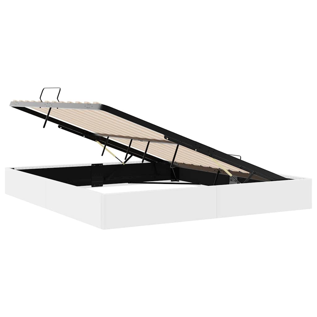 Seng med Oppbevaring med madrass Ren Hvit 183 x 213 cm Kunstlær