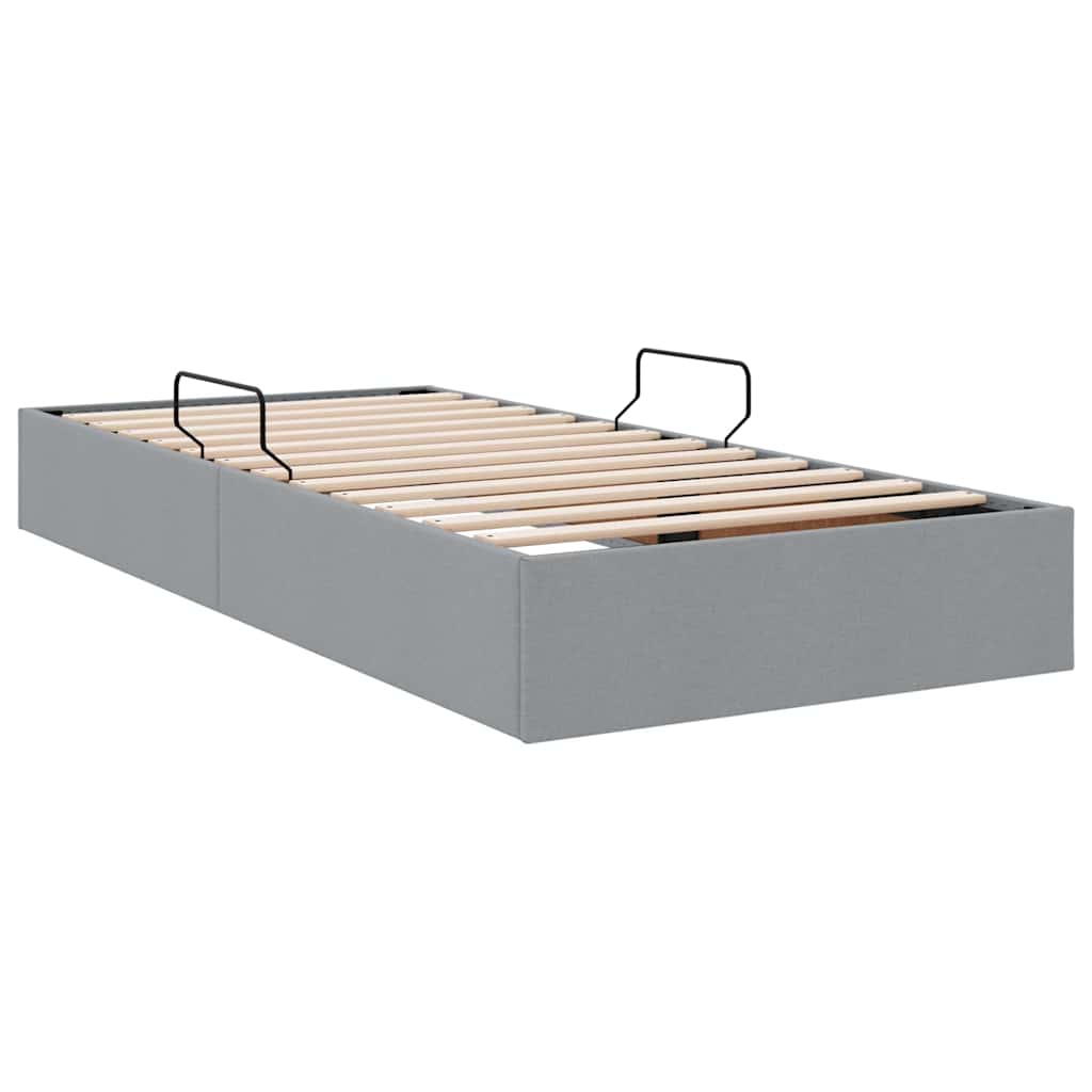 Seng med Oppbevaring med lagring Lysegrå 90 x 190 cm Stoff
