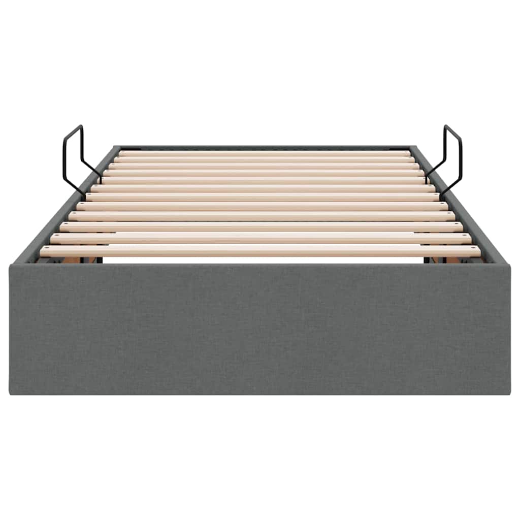 Seng med Oppbevaring med madrass Mørkegrå 90 x 190 cm stoff vidaXL