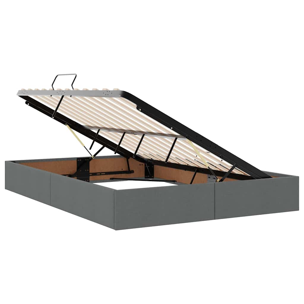 Seng med Oppbevaring med madrass Mørkegrå 135 x 190 cm stoff vidaXL