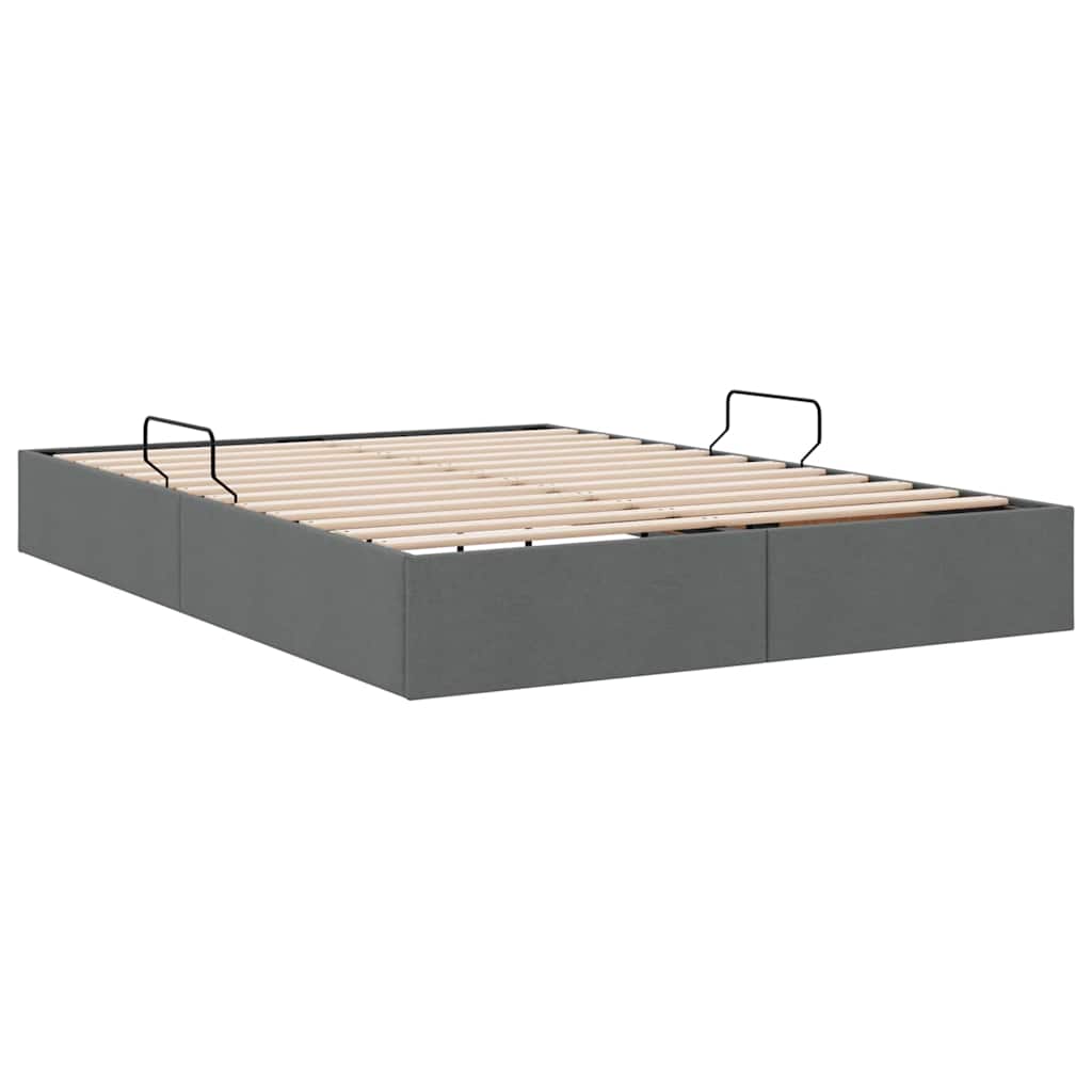 Seng med Oppbevaring med madrass Mørkegrå 135 x 190 cm stoff vidaXL