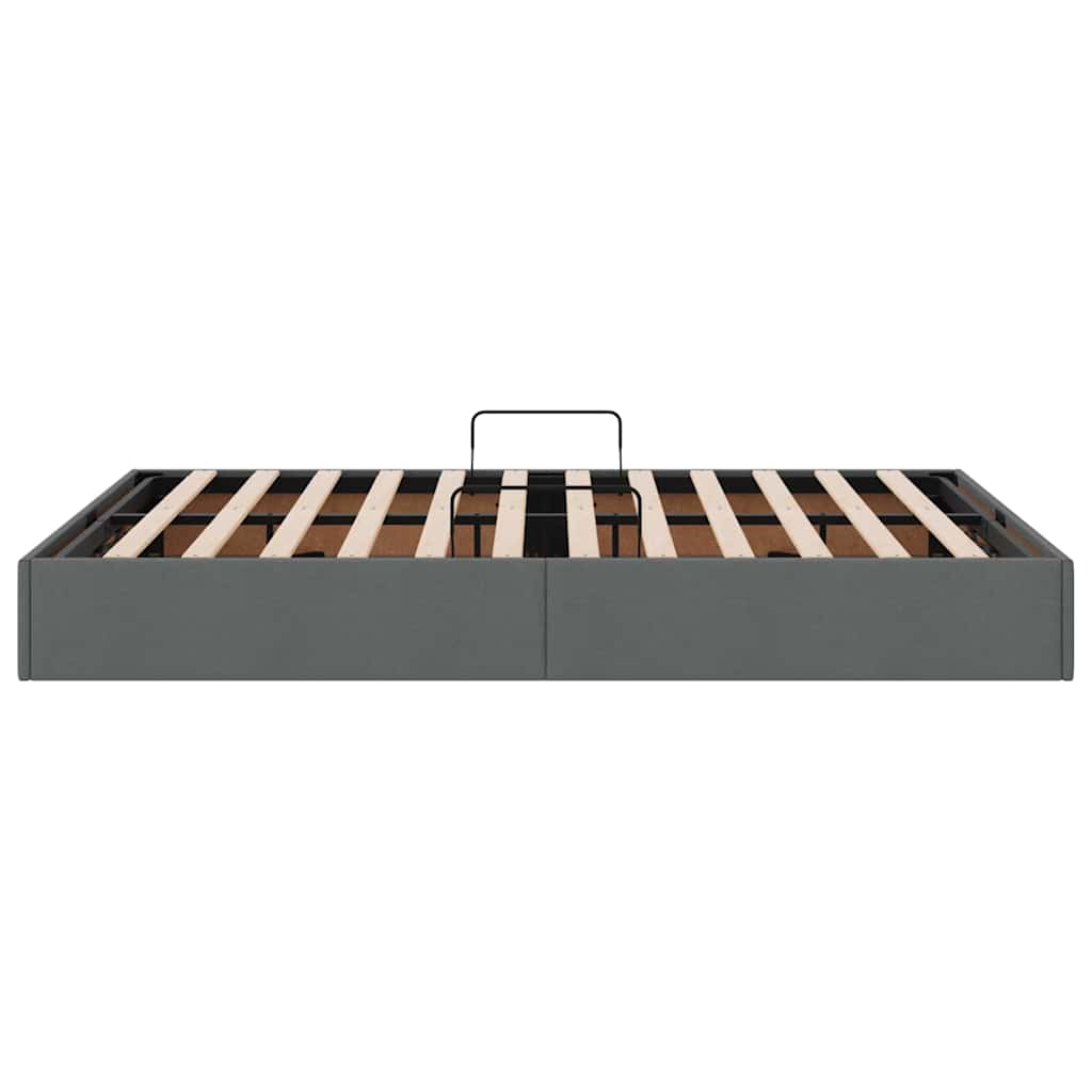 Seng med Oppbevaring med madrass Mørkegrå 135 x 190 cm stoff vidaXL