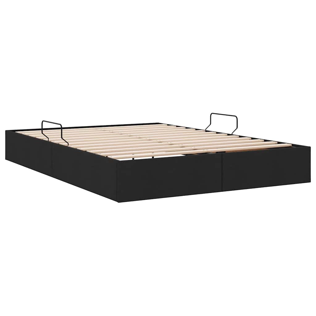Seng med Oppbevaring med madrass Svart 135 x 190 cm stoff vidaXL