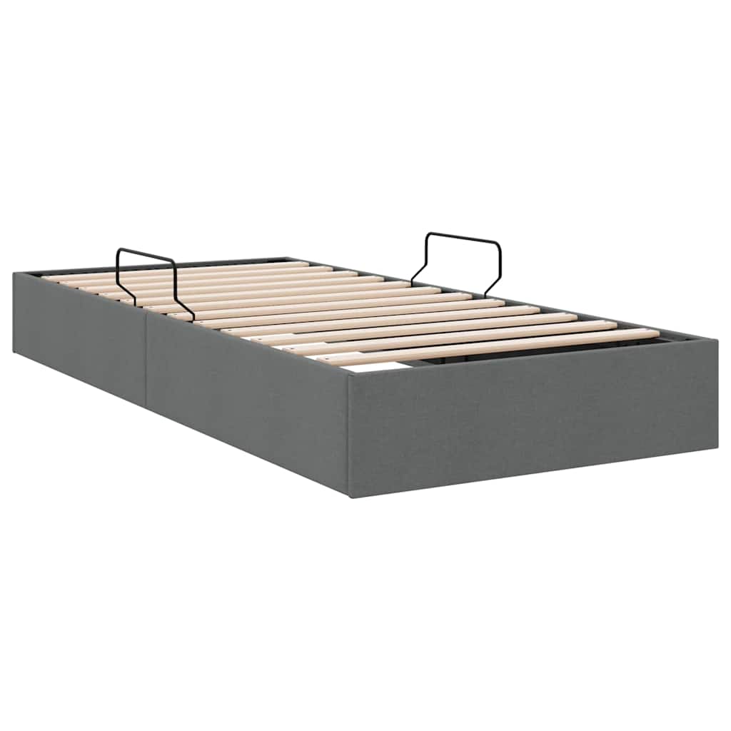 Seng med Oppbevaring med lagring Mørkegrå 100 x 190 cm Stoff