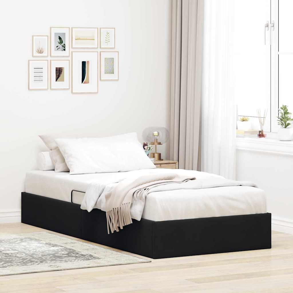 Seng med Oppbevaring med madrass Svart 90 x 190 cm Fløyel vidaXL
