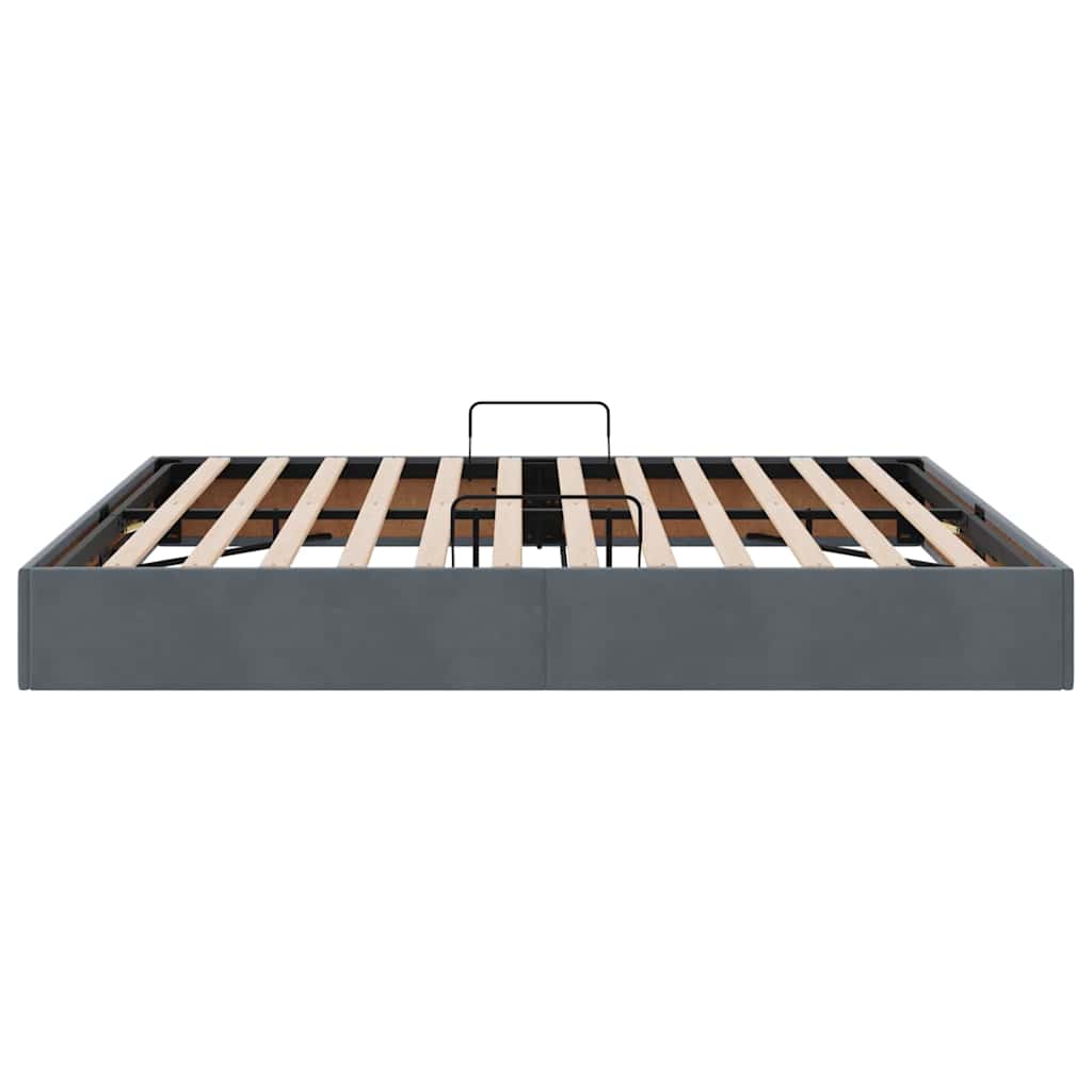 Seng med Oppbevaring med madrass Mørkegrå 180 x 200 cm Fløyel vidaXL
