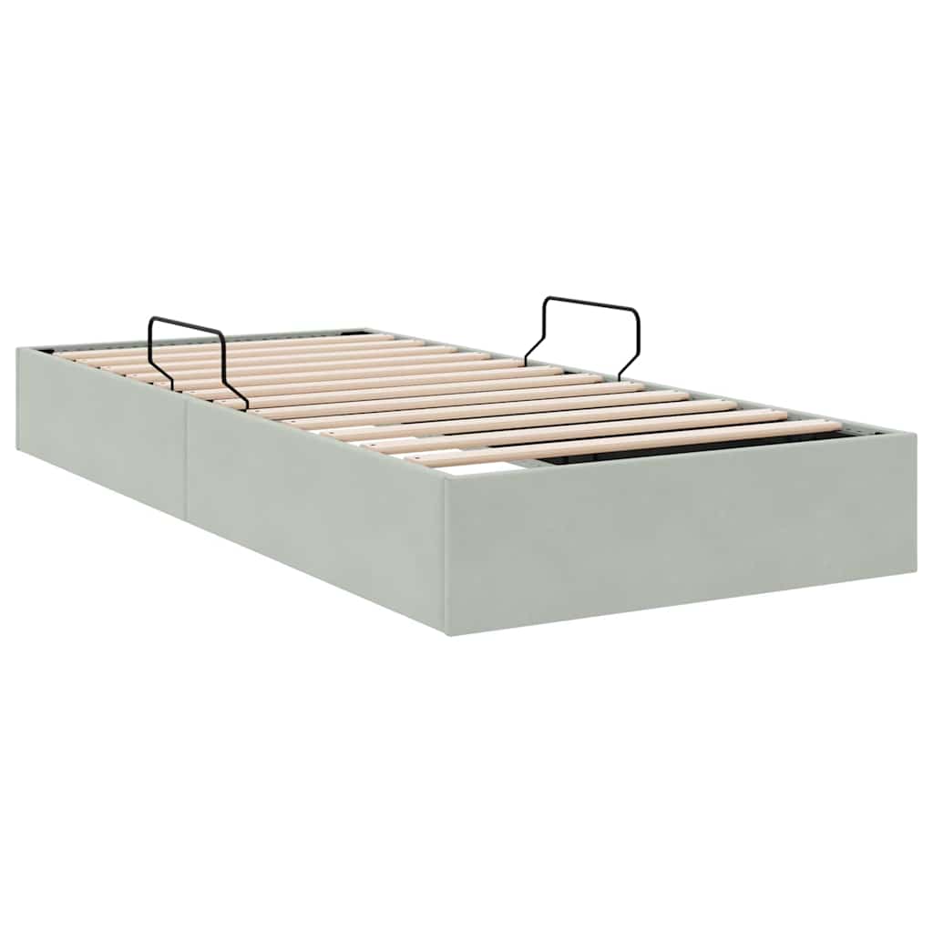 Seng med Oppbevaring med lagring Lysegrå 100 x 190 cm Fløyel