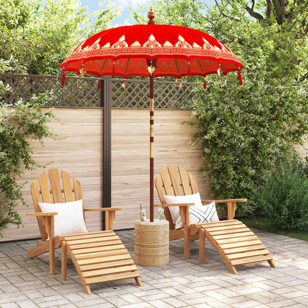 Balinesisk parasoll med base Rød 185 x 185 x 260 cm