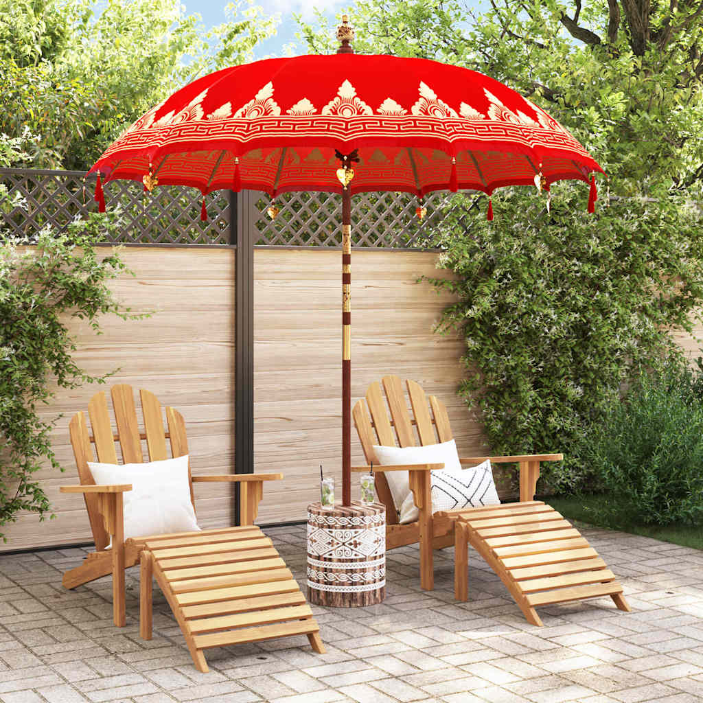 Balinesisk parasoll med base Rød 215 x 215 x 260 cm
