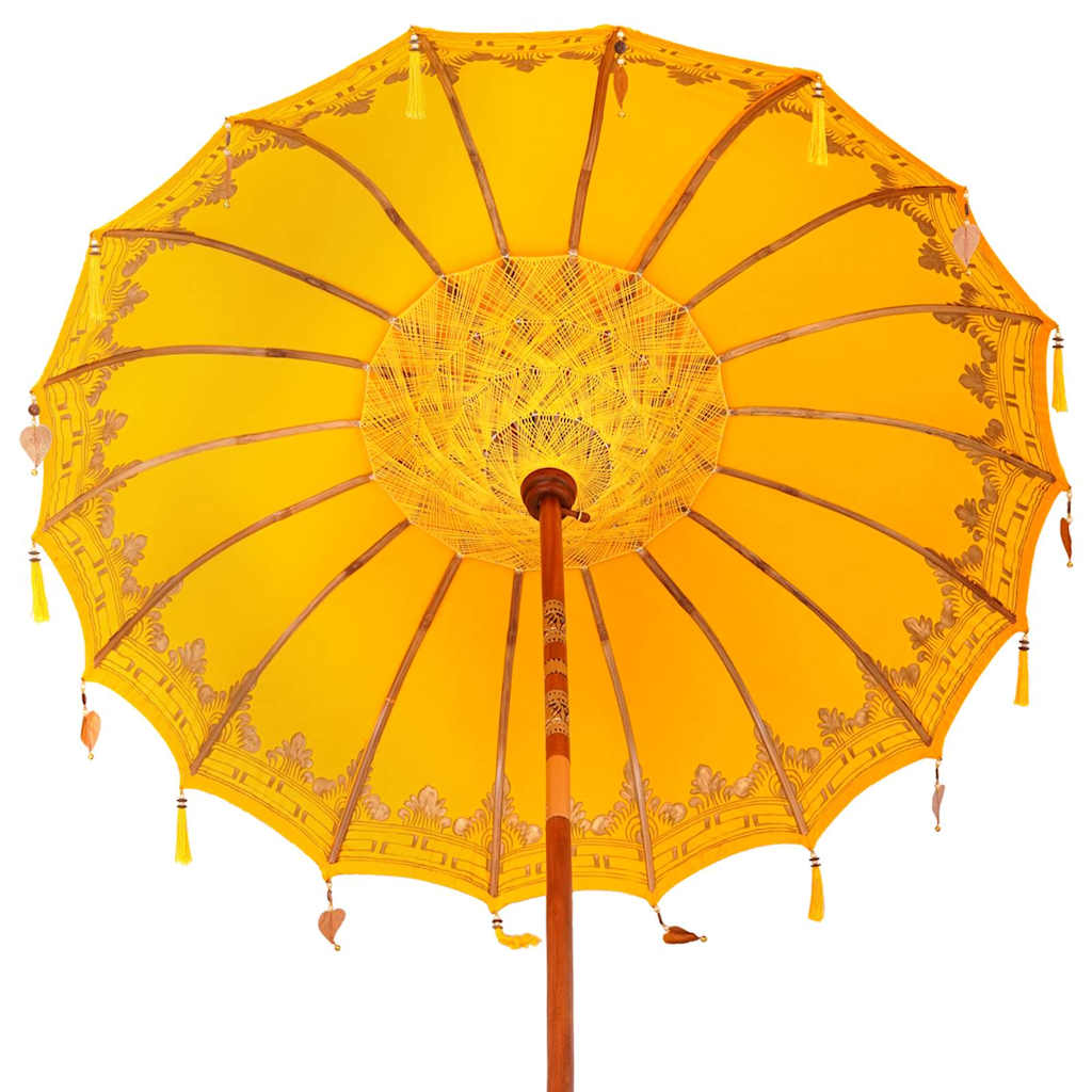 Balinesisk parasoll med base Gul 185 x 185 x 260 cm