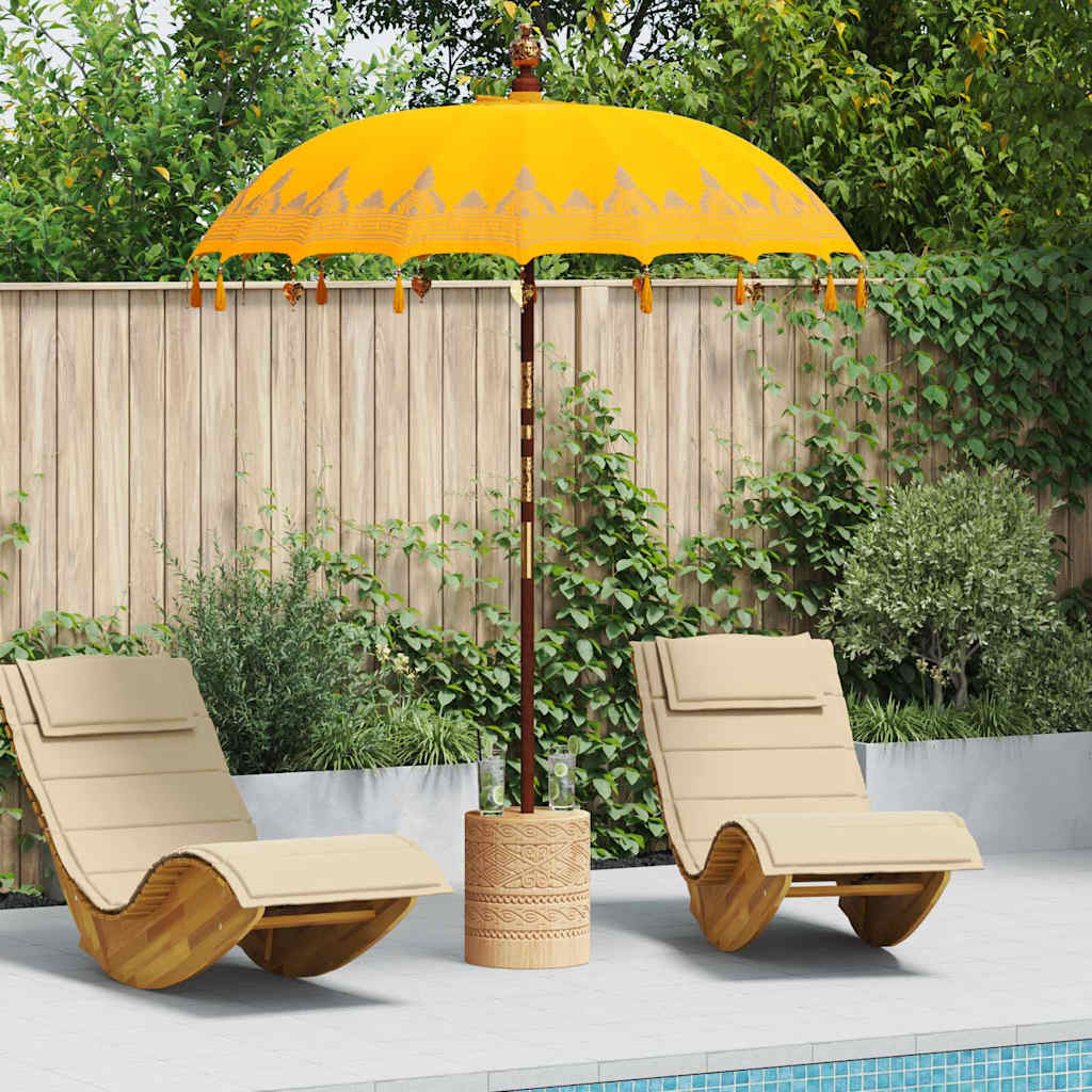 Balinesisk parasoll med base Gul 185 x 185 x 260 cm