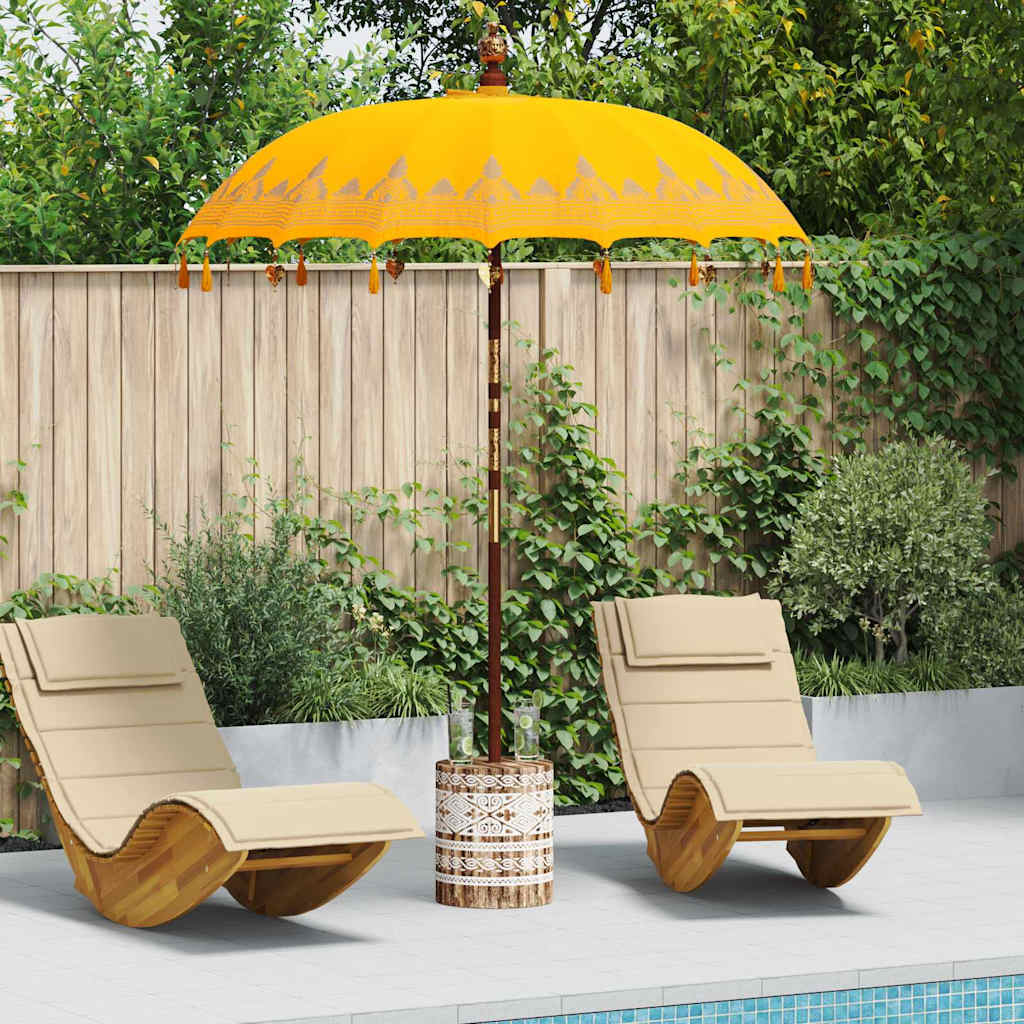 Balinesisk parasoll med base Gul 185 x 185 x 260 cm