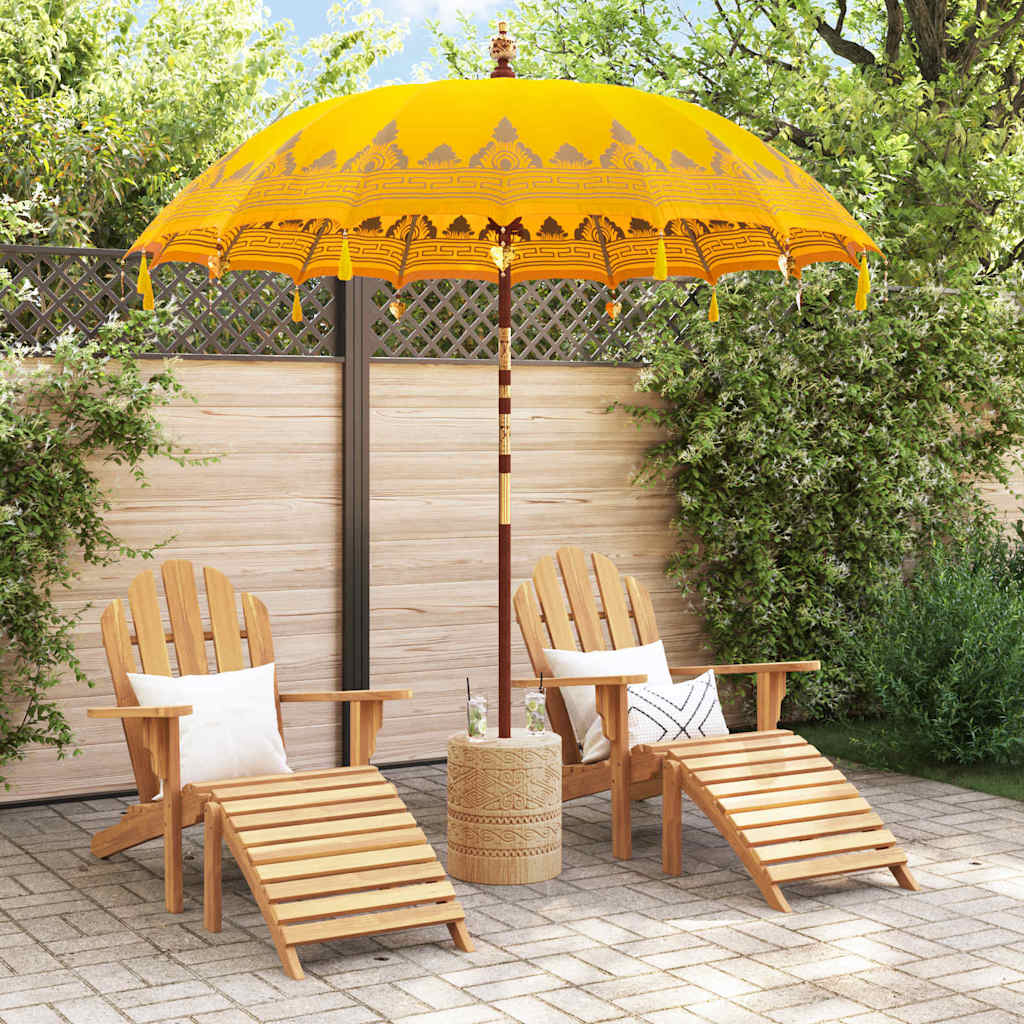 Balinesisk parasoll med base Gul 215 x 215 x 260 cm
