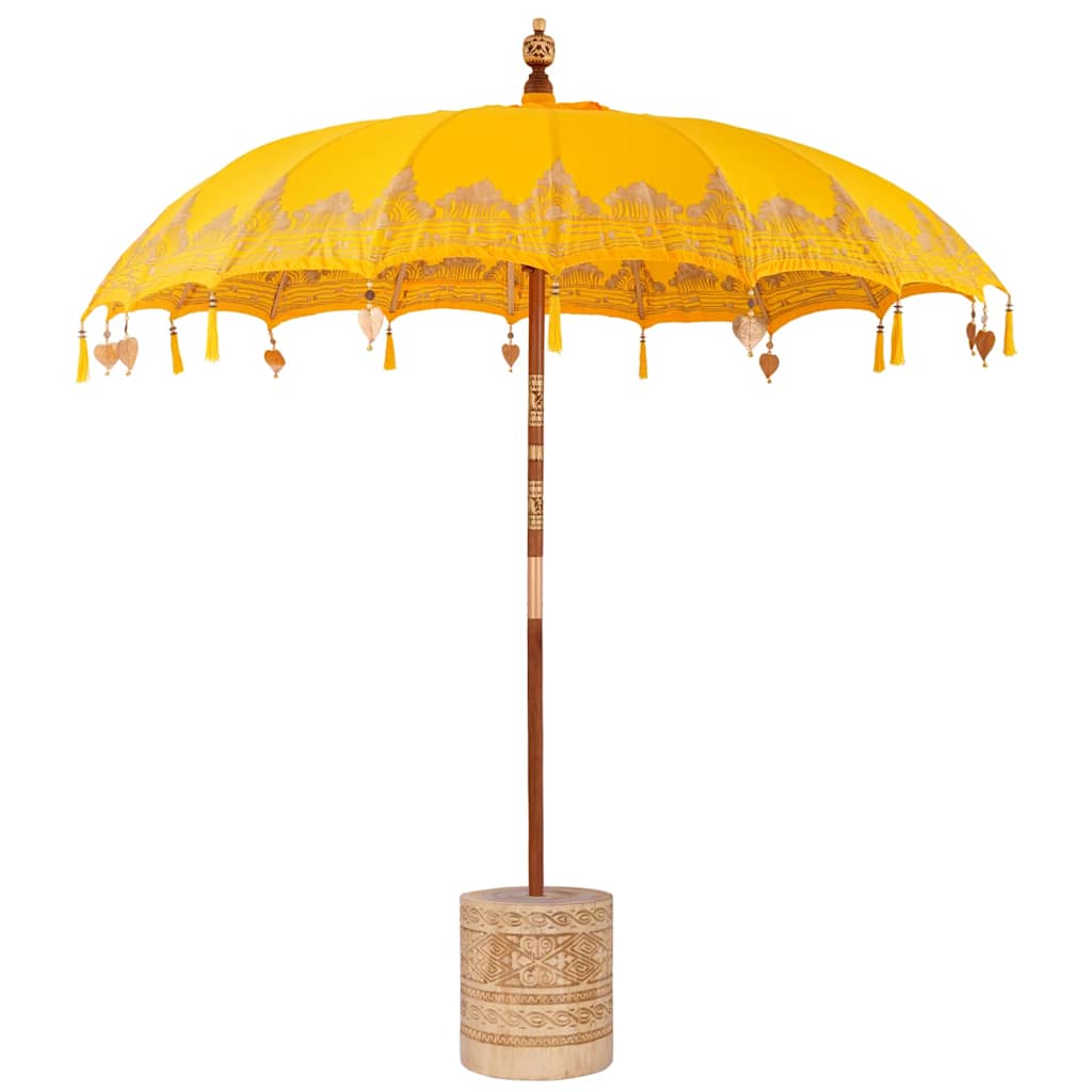 Balinesisk parasoll med base Gul 215 x 215 x 260 cm