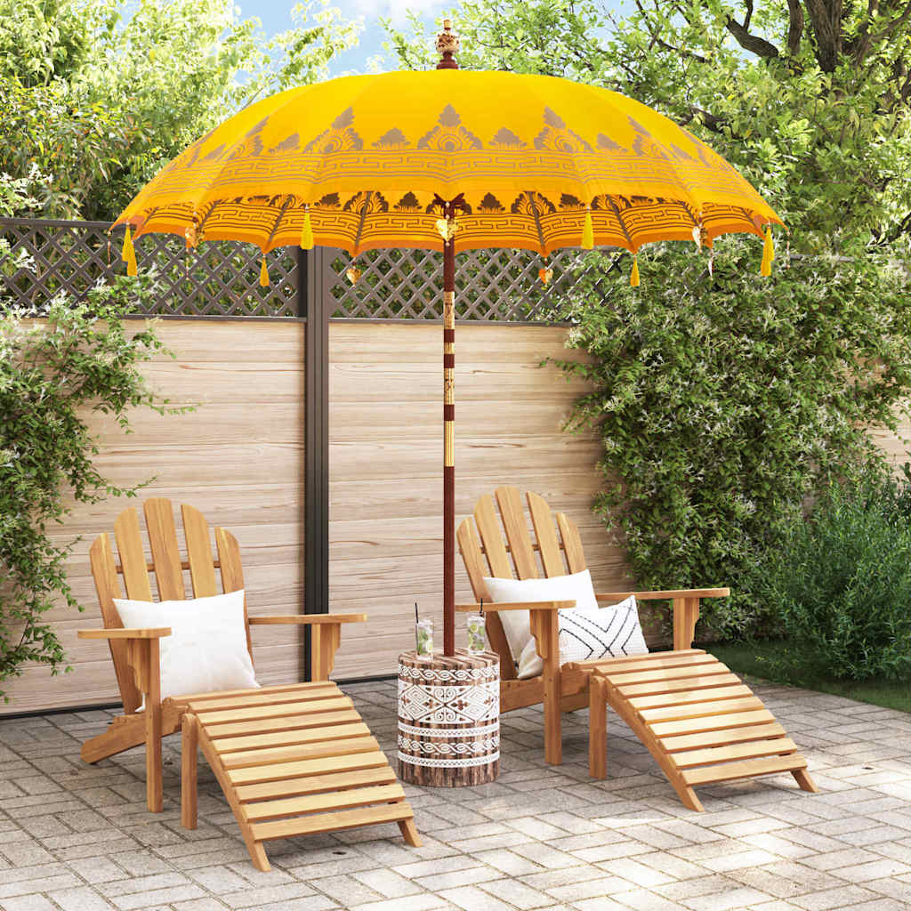 Balinesisk parasoll med base Gul 215 x 215 x 260 cm