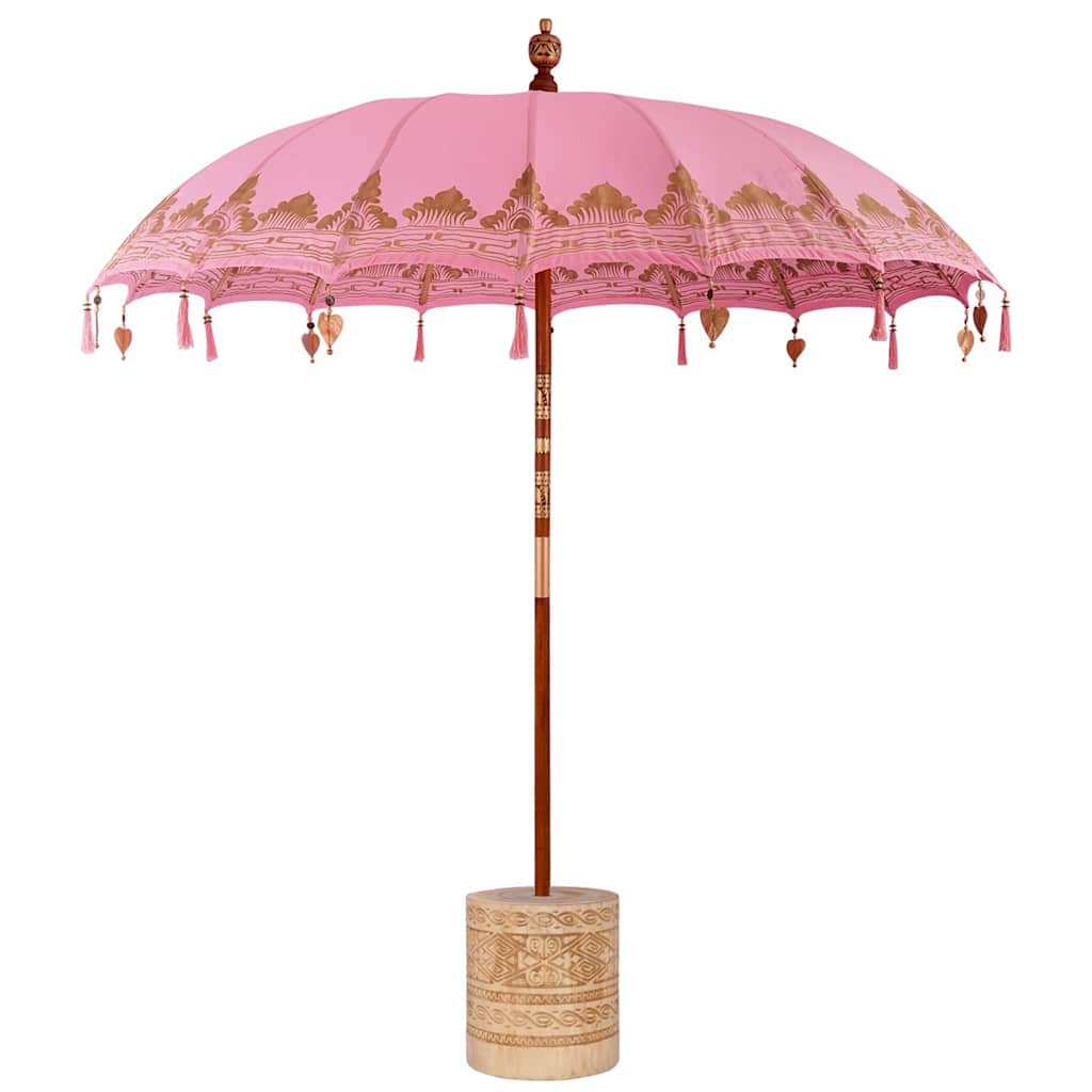 Balinesisk parasoll med base Rosa 215 x 215 x 260 cm