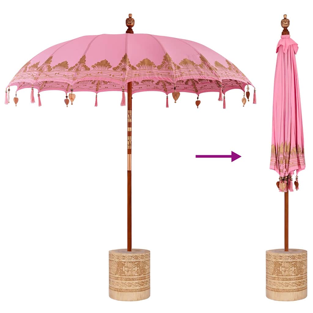 Balinesisk parasoll med base Rosa 215 x 215 x 260 cm