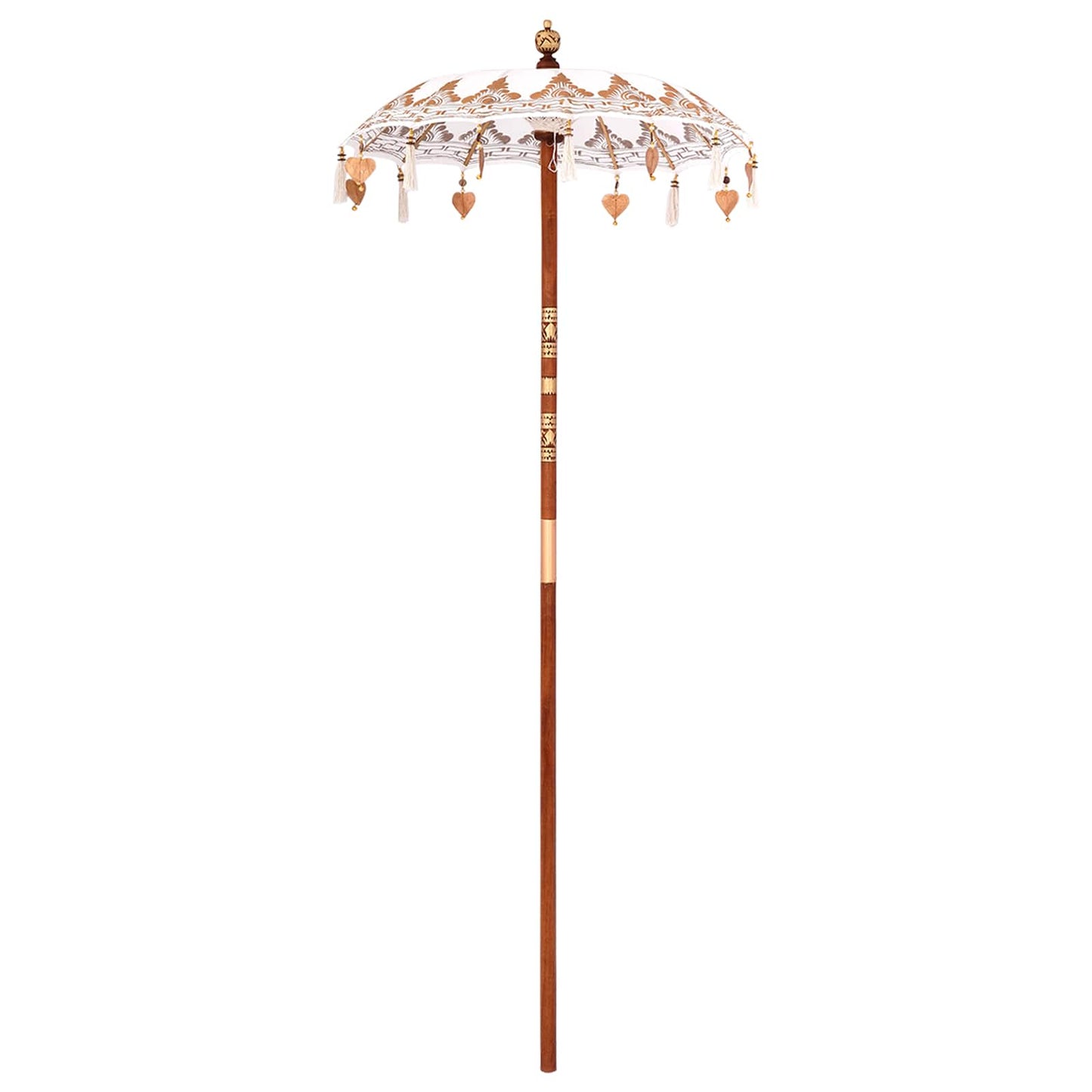 Balinesisk parasoll med base Krem 95 x 95 x 260 cm