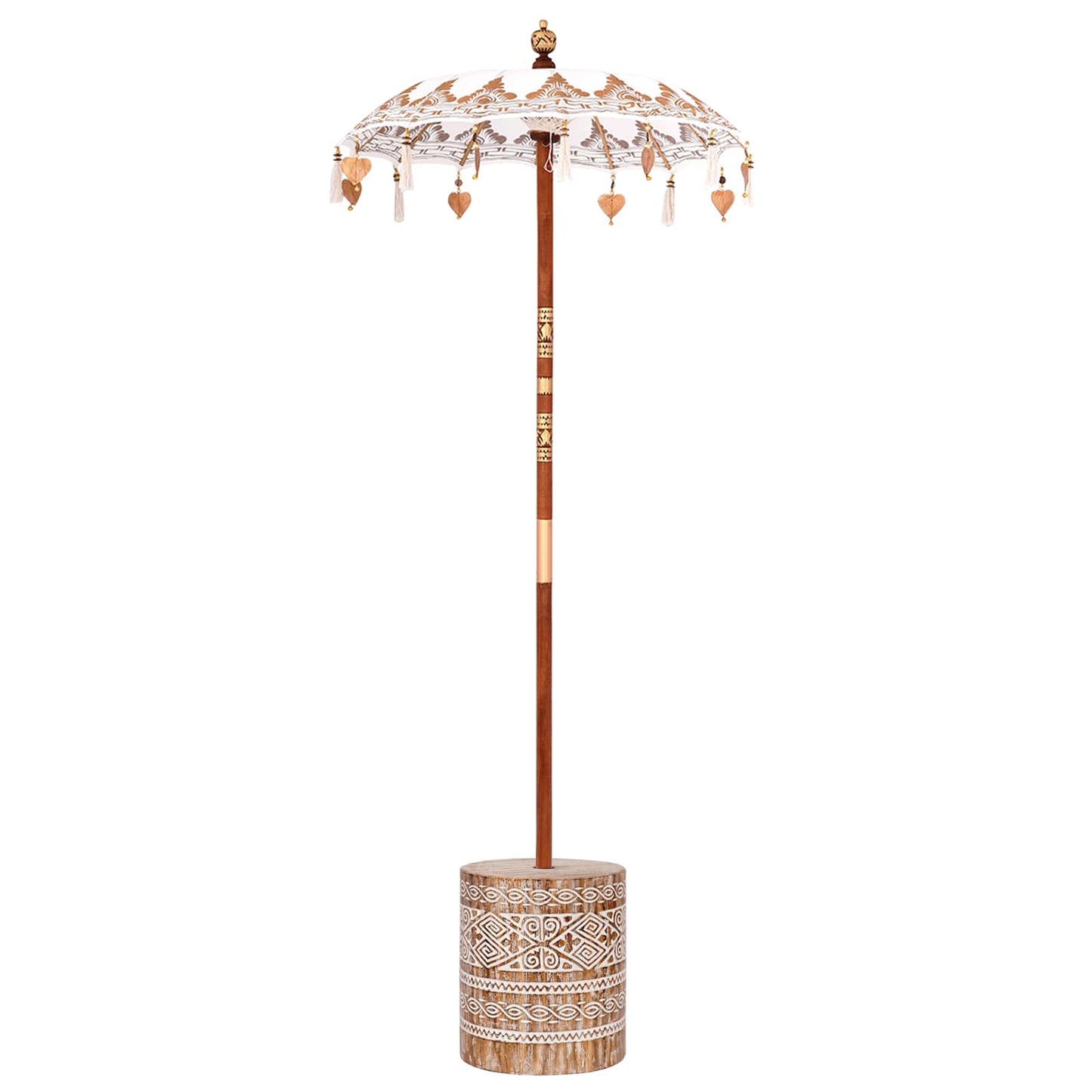 Balinesisk parasoll med base Krem 95 x 95 x 260 cm