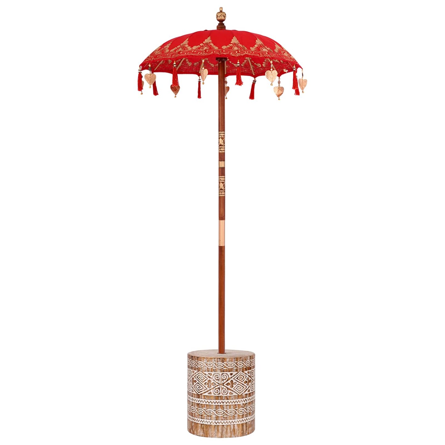 Balinesisk parasoll med base Rød 95 x 95 x 260 cm