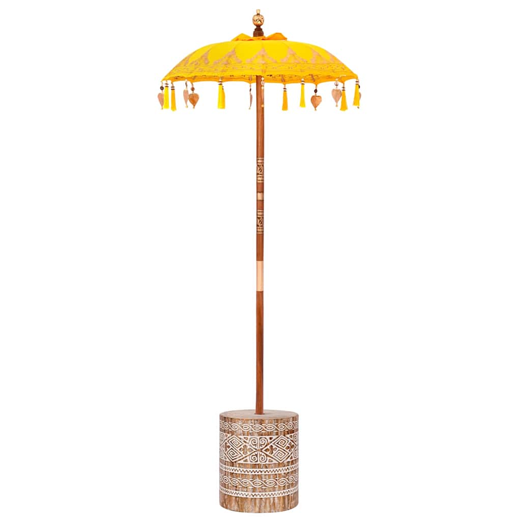 Balinesisk parasoll med base Gul 95 x 95 x 260 cm