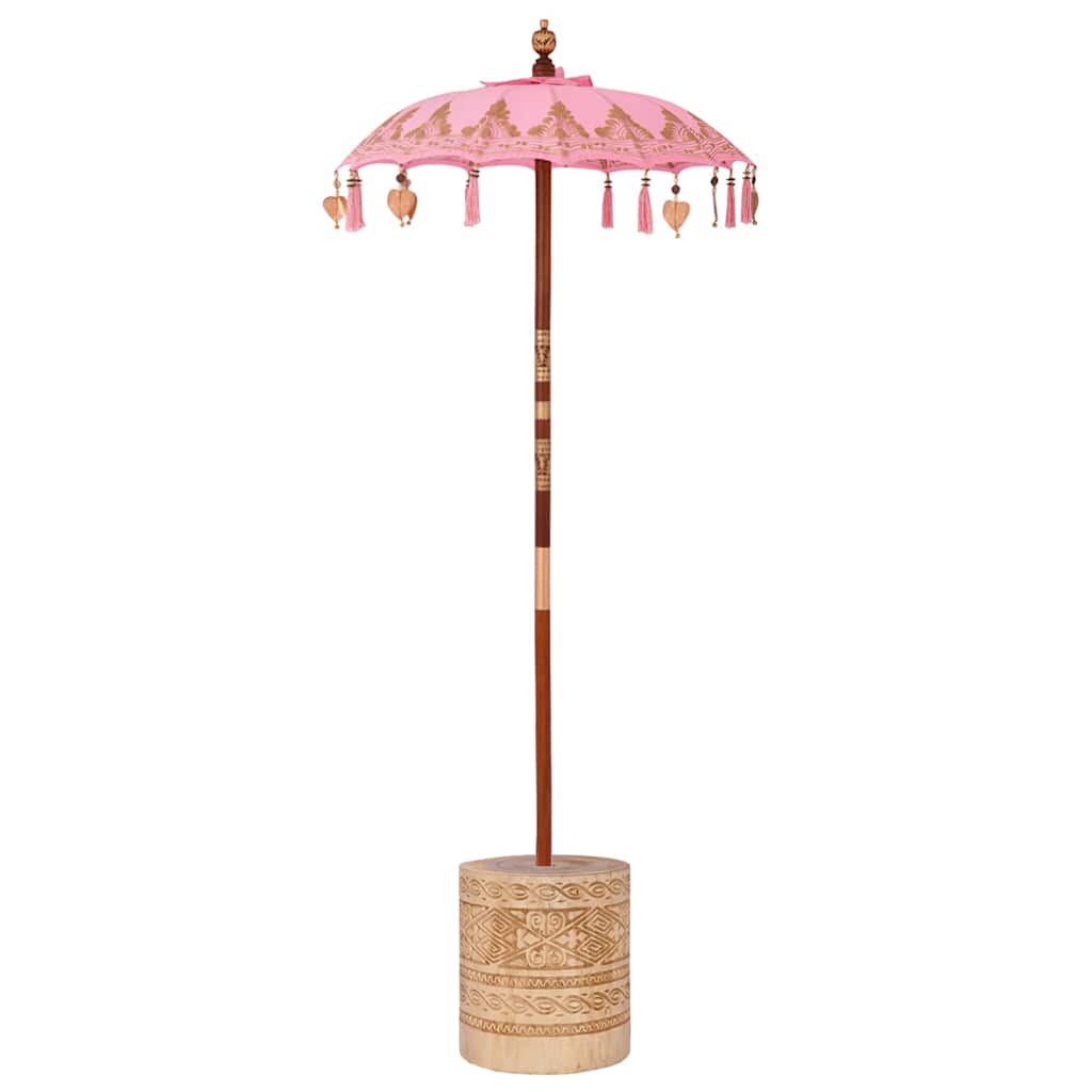 Balinesisk parasoll med base Rosa 95 x 95 x 260 cm