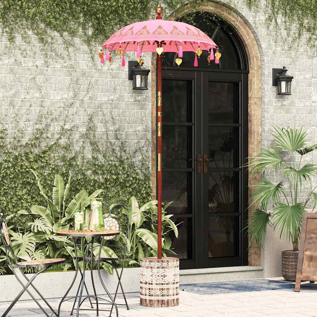 Balinesisk parasoll med base Rosa 95 x 95 x 260 cm