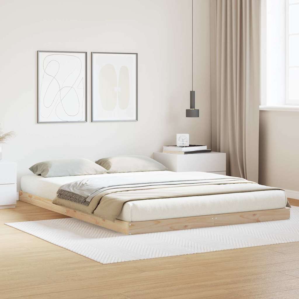 Gulvbedramme Naturlig 140 x 220 cm Massiv furu