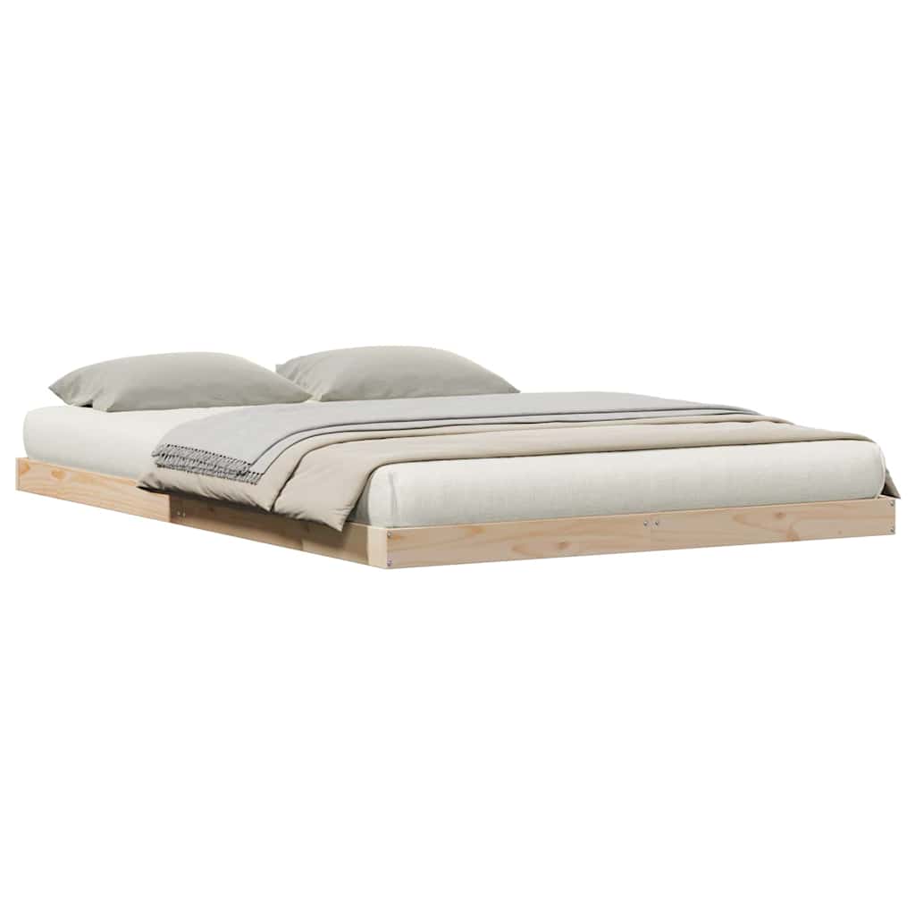 Gulvbedramme Naturlig 140 x 220 cm Massiv furu