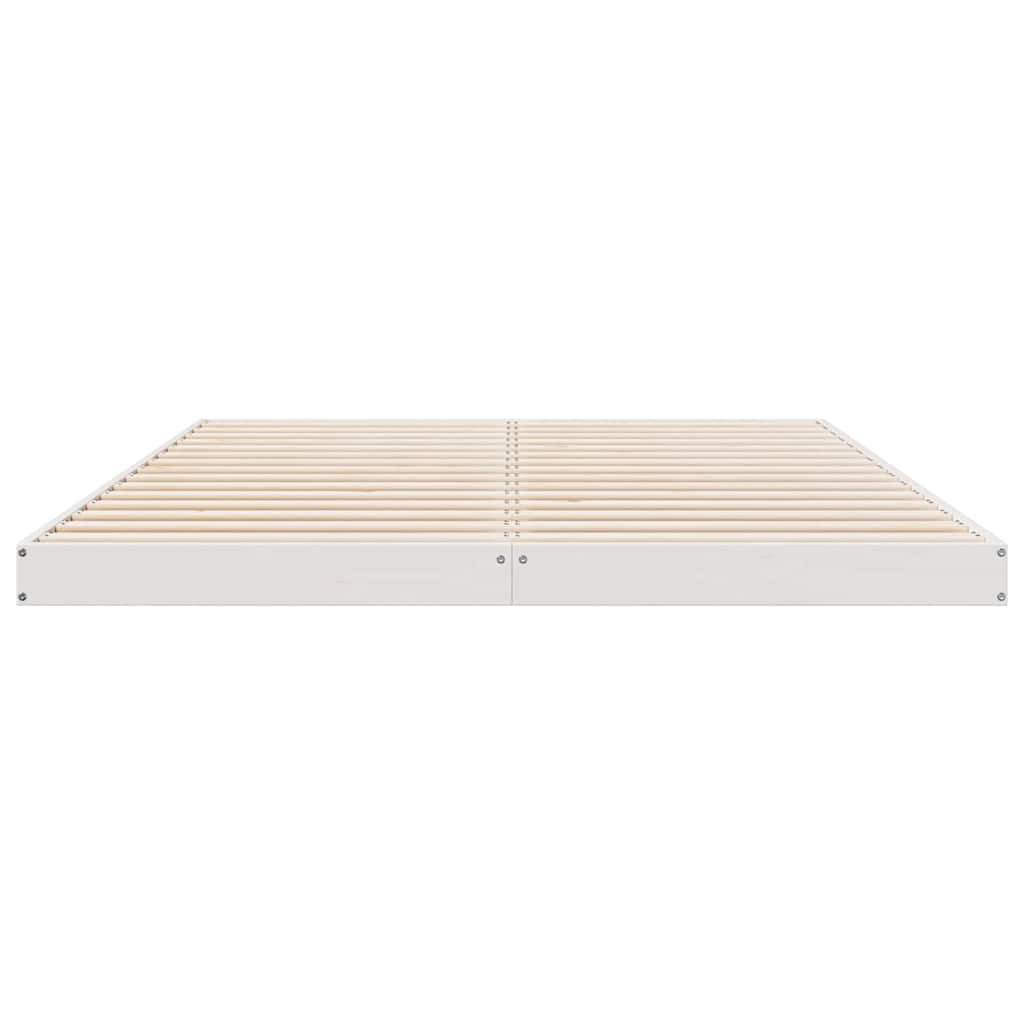 Gulvbedramme Hvit 160 x 220 cm Massiv furu