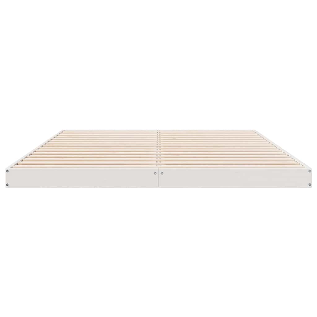 Gulvbedramme Hvit 160 x 220 cm Massiv furu