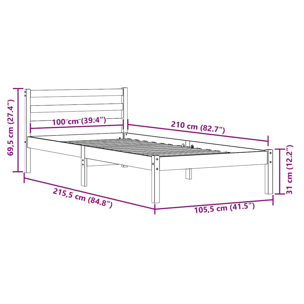Sengestamme Brun 215,5 x 105,5 x 69,5 cm Massiv furu