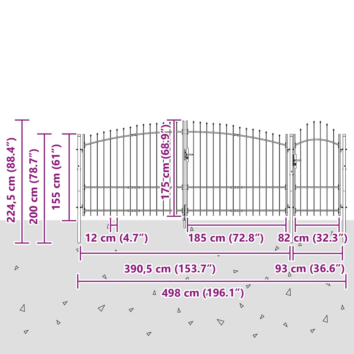 Hageport med lås Woerden Grå 100 x 400 cm Stål