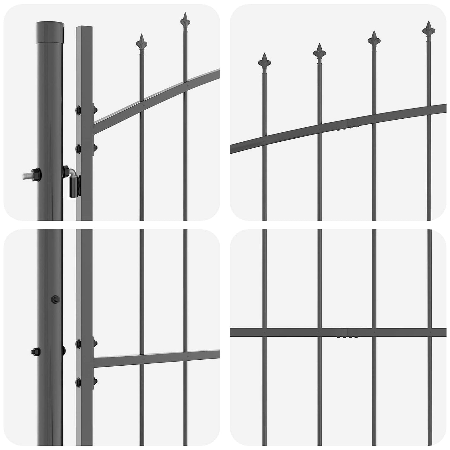 Hageport med lås Woerden Grå 100 x 500 cm Stål