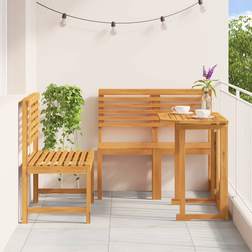 Hage Bistro Sett 3 pcs Brun Solid akasietre