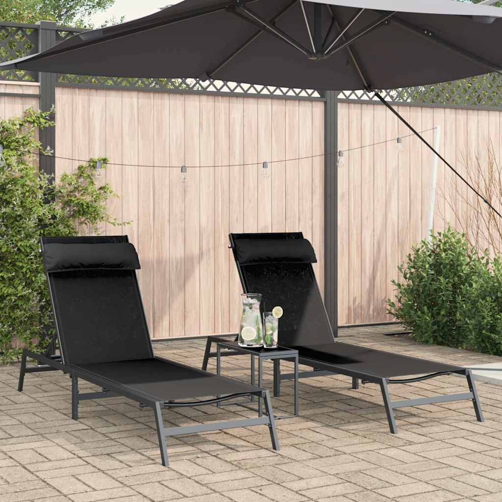 Solstoler 2-person 3 pcs Svart og Anthracite Stål