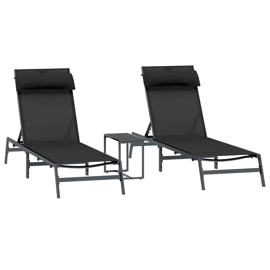 Solstoler 2-person 3 pcs Svart og Anthracite Stål