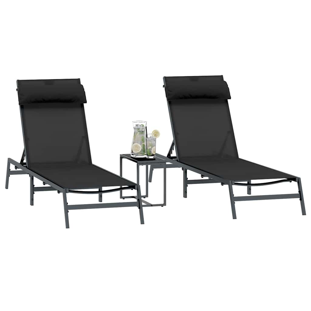 Solstoler 2-person 3 pcs Svart og Anthracite Stål