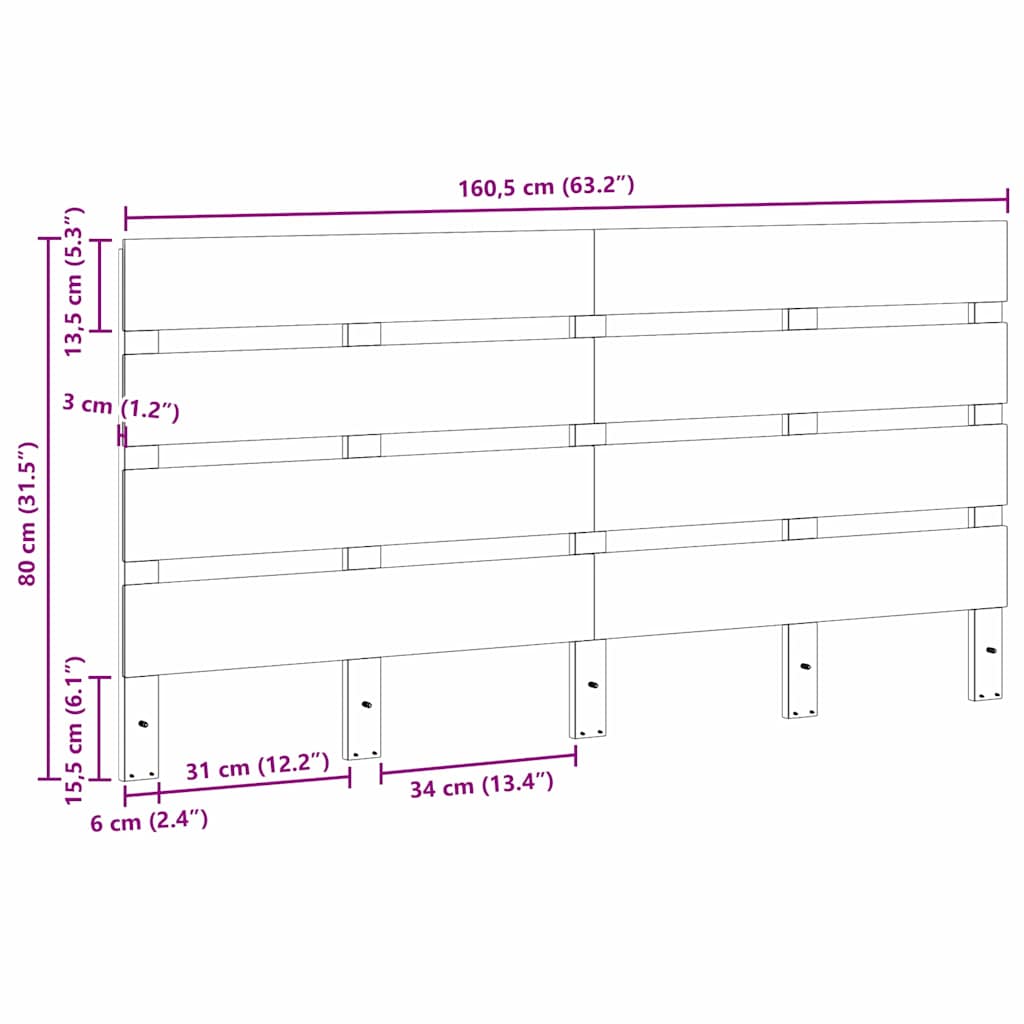 Hodegavl Vokset Brun 160,5 x 3 x 80 cm Massiv furu