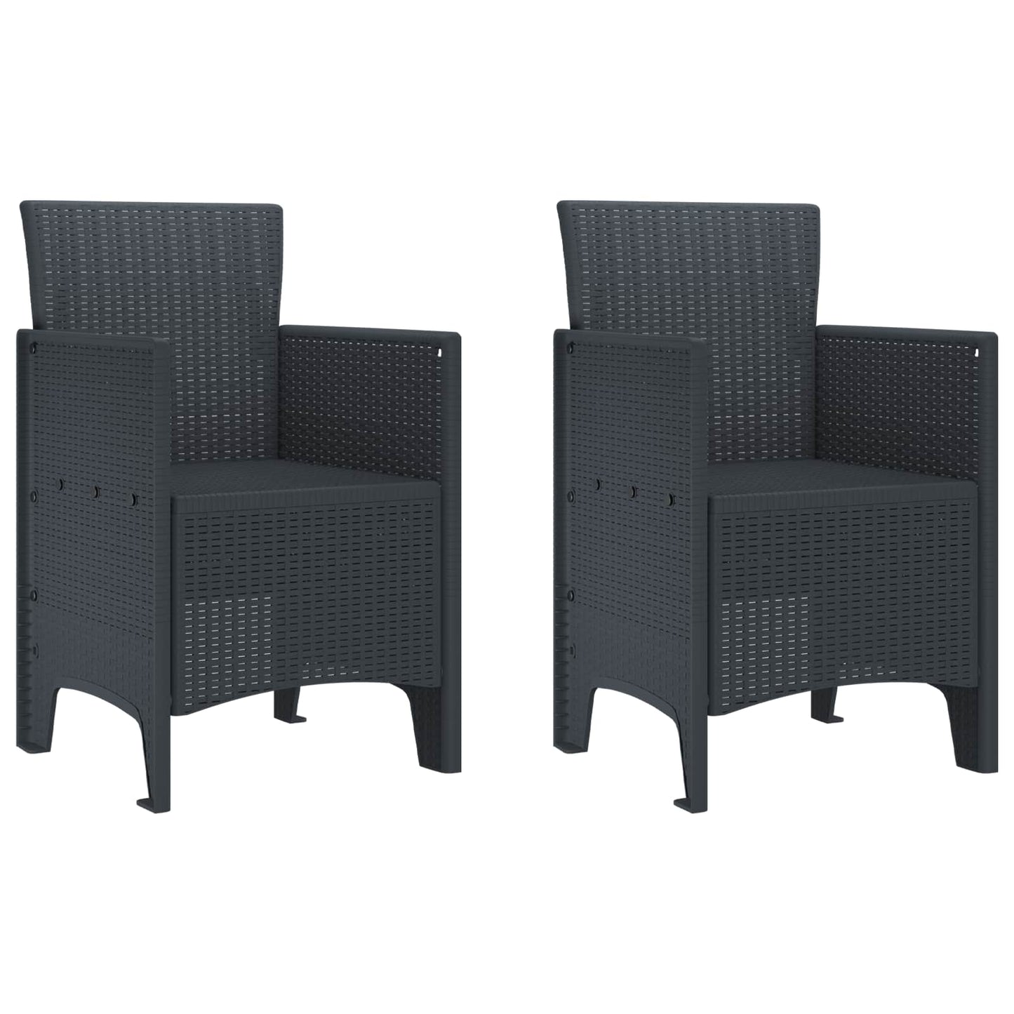 Hage Stol med pute 2 pcs Antrasitt 53 x 49 x 85 cm Polypropen vidaXL